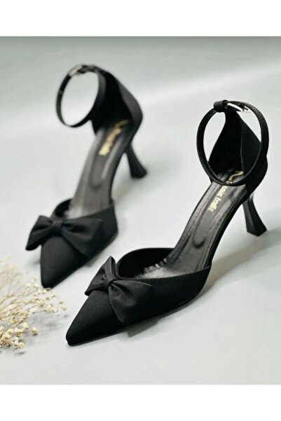 VELONA SHOES Saten Material Women's Evening Shoes with Bow Detail