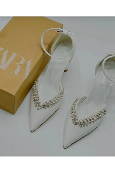 LARİNA SHOES Front Stone Satin Material Women's Evening Dress Shoes