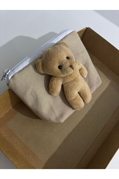 Stil Tasarım Toka Ayıcıklı Keten Kumaş Cüzdan