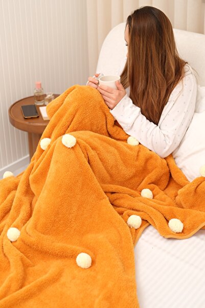 CAKKATEX Extra Soft Wellsoft Tv Blanket with Pompoms | Seat Blanket