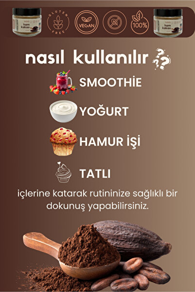 NATURANNE Ham Kakao Tozu 100 g Cam Kavanoz - Doğal , Katkısız , Koruyucusuz , Premium