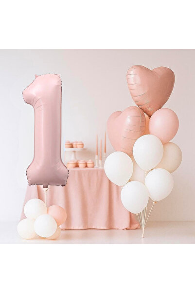 ÇITIPITISTORE Pembe kalp rakam folyo balonlu yaş balon set