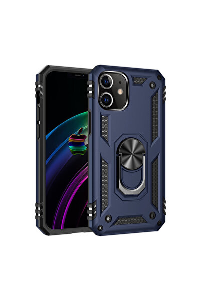 NewFace غطاء حماية آيفون 12 ميني من السيليكون مع حلقة صوفيا - أزرق داكن