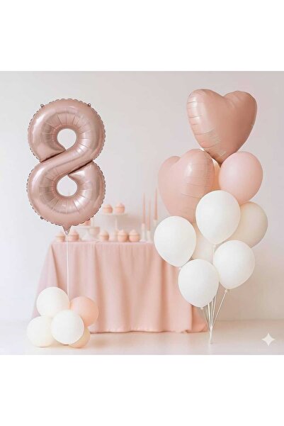 ÇITIPITISTORE Pembe kalp rakam folyo balonlu yaş balon set
