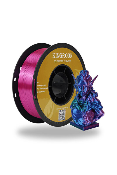 KINGROON Üç Renkli Silk PLA Filament Kırmızı-Yeşil-Mavi Canlı Parlak Renk Geç...
