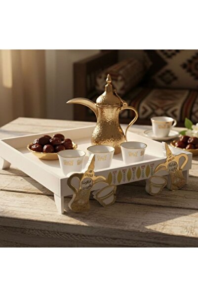Generica White wooden serving tray, measuring 50*30*12 cm