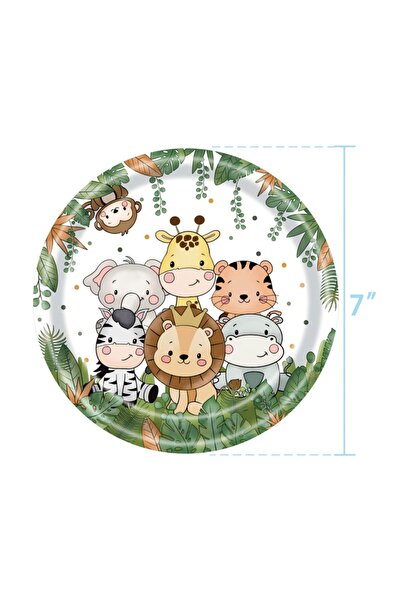 Choice4 10pcs 7inch plates Jungle Animals Themed Disposable Tableware Set Pap...