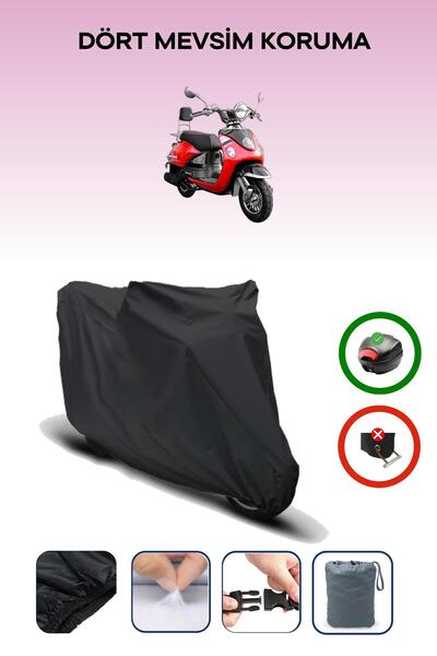 Breen Black Rear Bag Compatible Yuki Legend 50 Compatible Motorcycle Tarpaulin Motor Cover