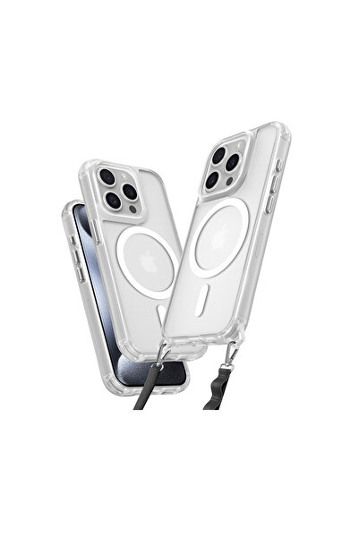 NewFace حافظة ايفون 15 برو ماكس من السيليكون من انكا ماجسيف - شفافة