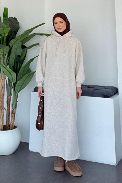 Şulemoda Giyim Ada Hooded Dress Stone