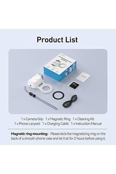 GENERAL TELESIN Magnetic Camera Handle Bluetooth Phone Grip2 - MagSafe Compatible Smartphone Shutter Remote