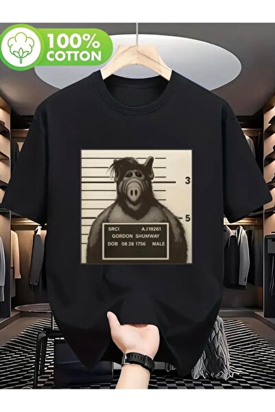 Oceanwear تيشيرت Alf Character مطبوع برقبة دائرية وأكمام قصيرة للجنسين