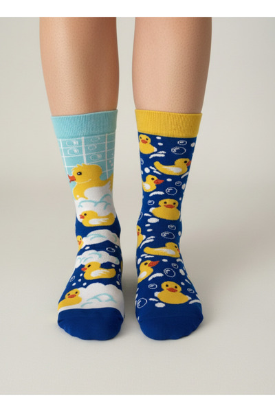 CARNAVAL SOCKS Sağ Sol Farklı Civciv Desenli Çorap – 1 Çift Eğlenceli Tasarım