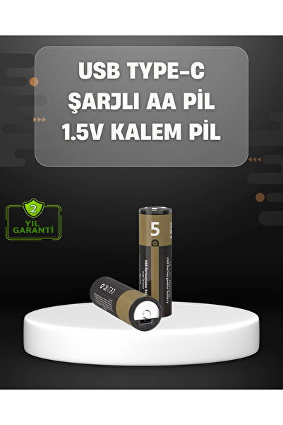 Genel Markalar USB Type-C Girişli Şarjlı AA Lityum Pil | 1.5V Sabit Çıkış | 3...