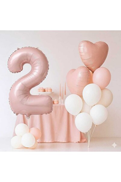 ÇITIPITISTORE Pembe kalp rakam folyo balonlu yaş balon set