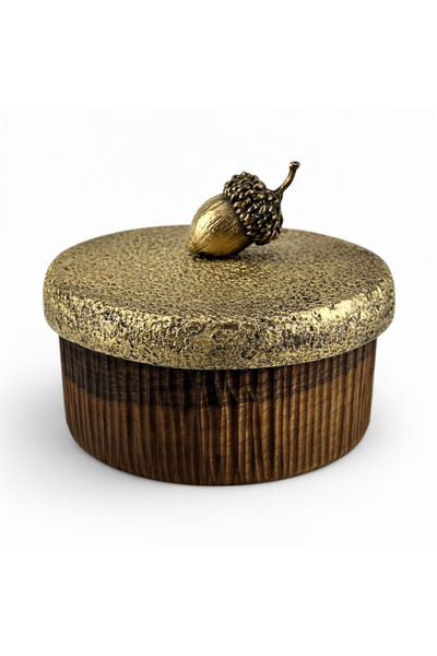 VERRA CONCEPT Walnut Wood Bowl Handmade Decorative Storage Box Wooden Jar with Lid