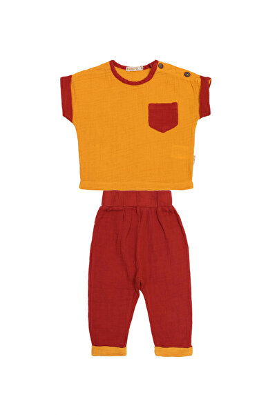 MODJEANS Set din doua piese pentru baieti, bumbac, rosu si galben, design min...