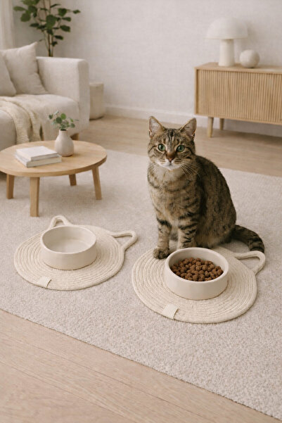 ÖRGÜM Cat Mat Pet Food Mat 31X31 cm Food Cables Are Not Included