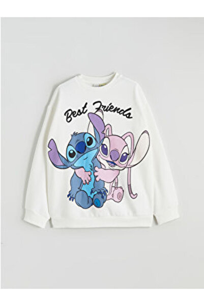 LC Waikiki ARTI-STORE Lilo & Stitch lisanslı kız çocuk sweatshirt, bisiklet y...