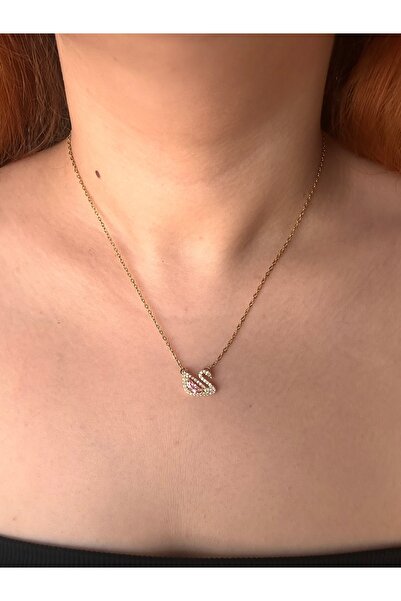 sevvelry Pembe Taşlı Kuğu Kolye