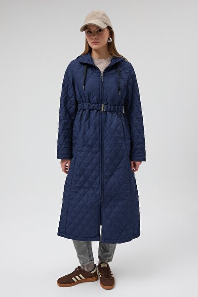 QANU Premium Quilted Coat Navy Blue