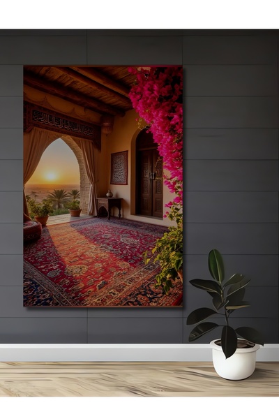 Teona Ahşap Büyüleyici Çöl Gün Batımı Hat Sanatı Ahşap Dekoratif Ev,Antre,Sal...