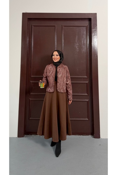 VOLT CLOTHİNG Shawl Pattern Jacket Skirt Double Set