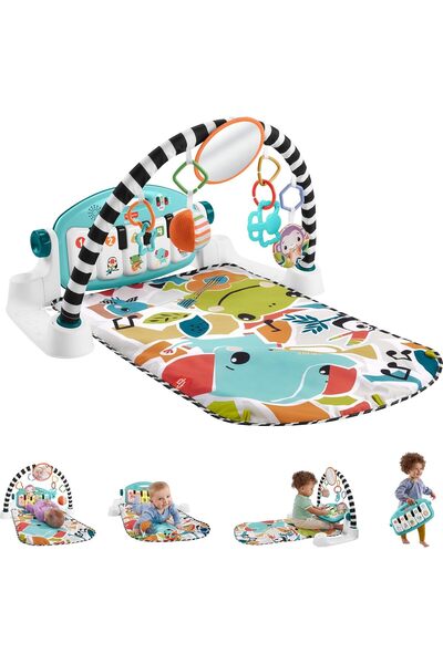 LA' PRECIOUS فيشر - بساط لعب للأطفال يضيء وينمو، لعبة بيانو موسيقية زرقاء تعل...