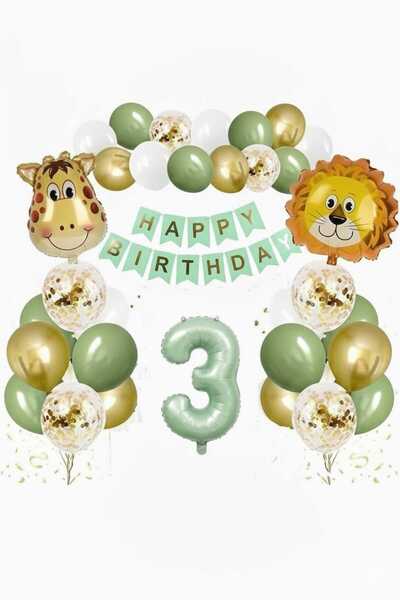 ÇITIPITISTORE ADAÇAYI RAKAM FOLYO BALON LU SAFARİ TEMALI BALON SET ASLAN ZÜRA...