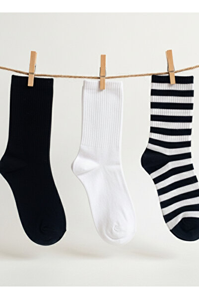 CARNAVAL SOCKS Siyah Beyaz Unisex Spor Çorap 3’lü Set – Tenis Günlük & Atleti...