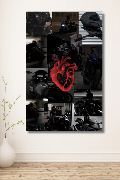 ERUMAR HOME Motorcu Tasarım Dekoratif Duvar Tablosu Ev,işyeri,Ahşap,Mdf