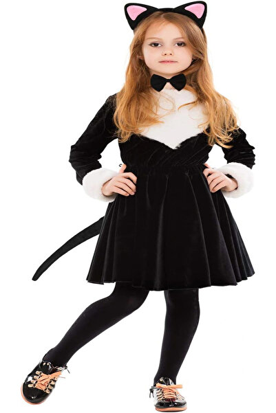 HarmonyAura Kedi Kulak Taç Kuyruk ve Papyon 3 lü Set Çocuk Boy Pembe Renk