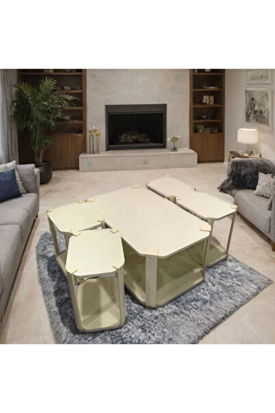 Tasamem Dafia طقم طاولات كنب تركي خشب 5 قطع