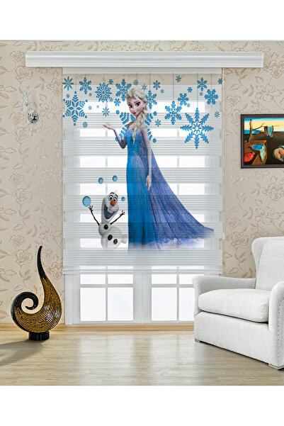 Perdecizade (ENXBOY)MAVİ ELSA DİJİTAL BASKILI ZEBRA PERDE-COCUK ODASI-STOR PERDE