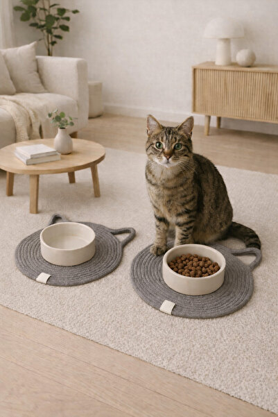 ÖRGÜM Cat Mat Pet Food Mat 31X31 cm Food Cables Are Not Included