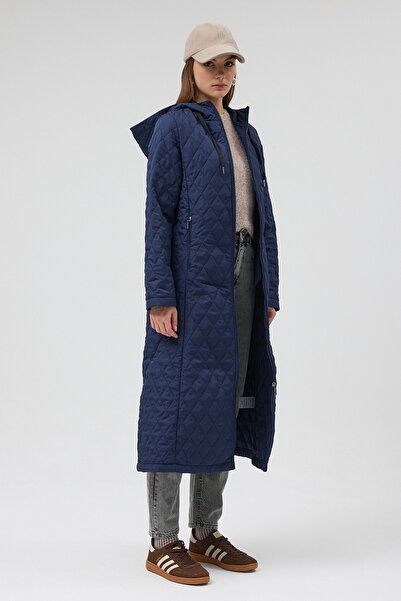 QANU Premium Quilted Coat Navy Blue