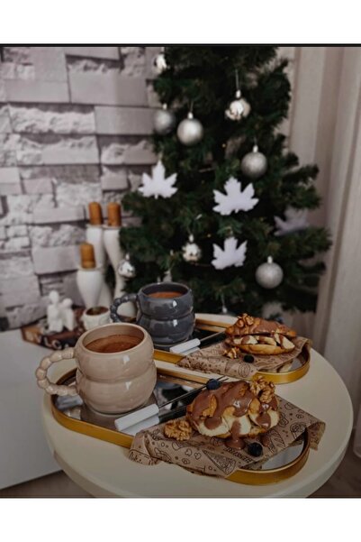 ASEL PLAST 3 Adet ALTIN Aden Aynalı Duvara Asılabilen Dekor Ve Kahve Sunumluk Gold Tepsi