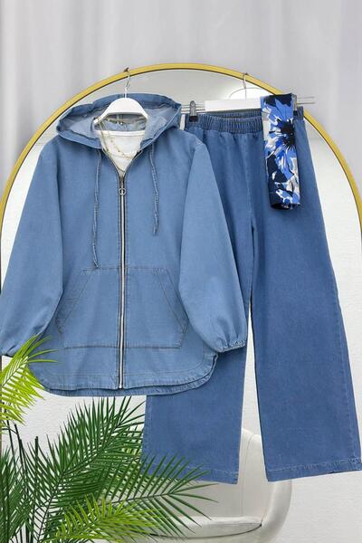 VOLT CLOTHİNG Jeans Suit with Zipper Detail Pants