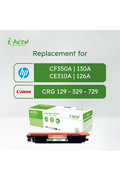 I-AICON خرطوشة حبر ليزر أسود متوافقة مع طابعات CF350A و130A وCE310A و126A وCRG129 و329 و729، سعة 1300 صفحة، إنتاجية عالية