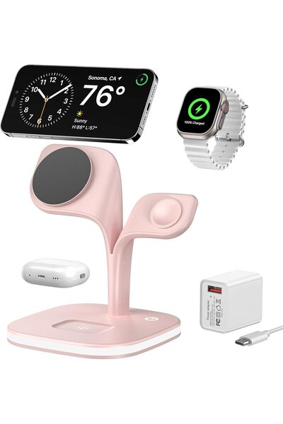 Kipgsm MagSafe Uyumlu 3in1 Kablosuz Şarj Standı|İPhone Android Apple Watch Ai...