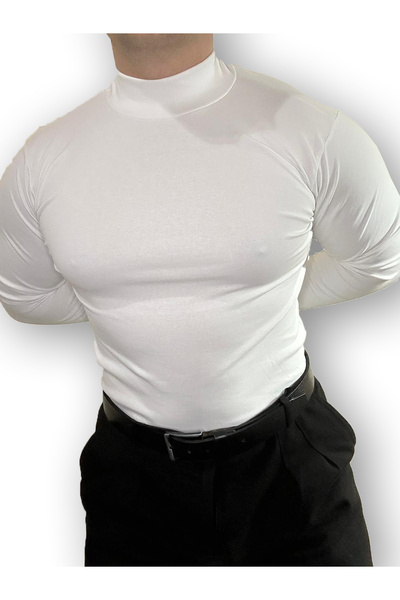 Lushen Uzun Kollu Yarım Boğazlı Balıkçı Yaka Likralı Penye Badi Body