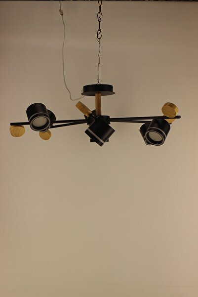 GN GEN AYDINLATMA Modern İskandinav Serisi Ahşap Detaylı Siyah Spot Başlıklı ...