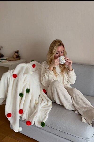 CAKKATEX New Year Special Series Wellsoft Tv Blanket with Pompoms | New Year Blanket