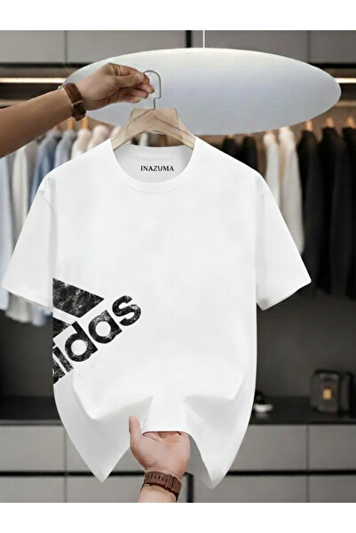 İnazuma Outdoors Unisex Oversized Printed Cotton Crew Neck Short Sleeve White T-Shirt Idas