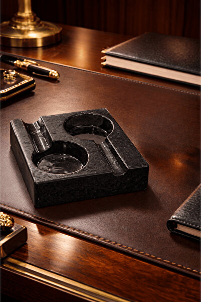 VANTINA HOME Füme Patron Küllüğü - El Yapımı Ağır Cam Puro Küllük