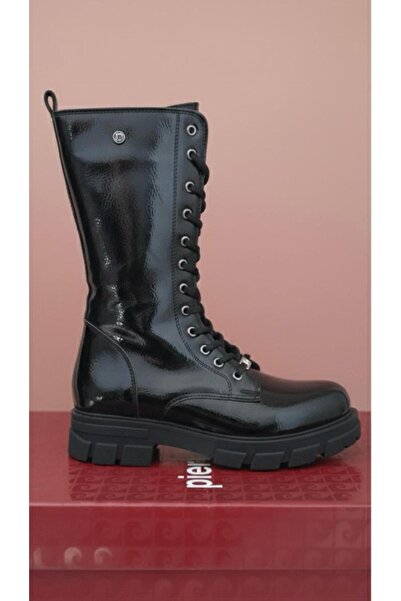 Pierre Cardin Women's Non-Slip Sole Lace-Up Patent Leather Boots