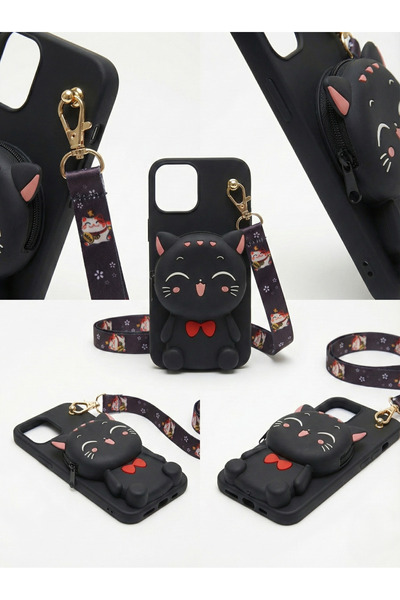 OSG 3D Patterned Phone Case with Bag and Neck Strap Compatible with iPhone 13 and 14