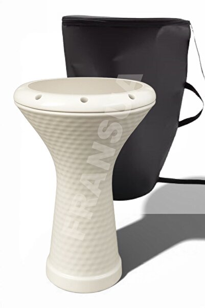 FRANSUA Beyaz Boyalı Mısır Darbuka ( Kılıf hediyeli )