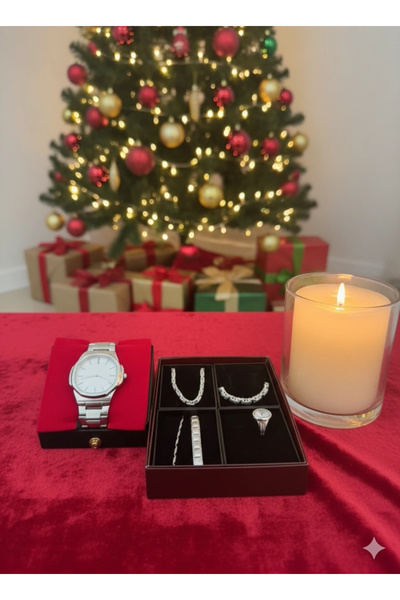 naaksesuar Advent Calendar Erkek Takı 6lı Gümüş Renkli Set Sürpriz Paket