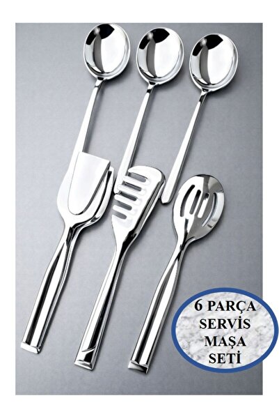 BRE HOME 6 Piece Stainless Steel Serving Tongs Set